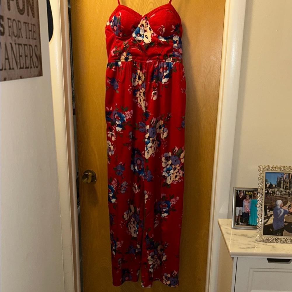 Floral Red Jumpsuit
